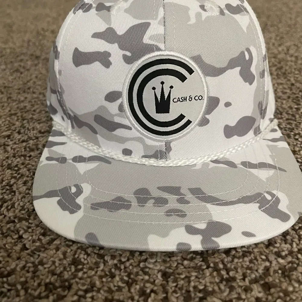 Cash & Co baby white camo, baby ball cap. Never worn. Excellent condition